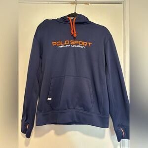 EUC Polo Sport Ralph Lauren Sz: M Performance P67 Navy Blue Hoodie Sweatshirt.